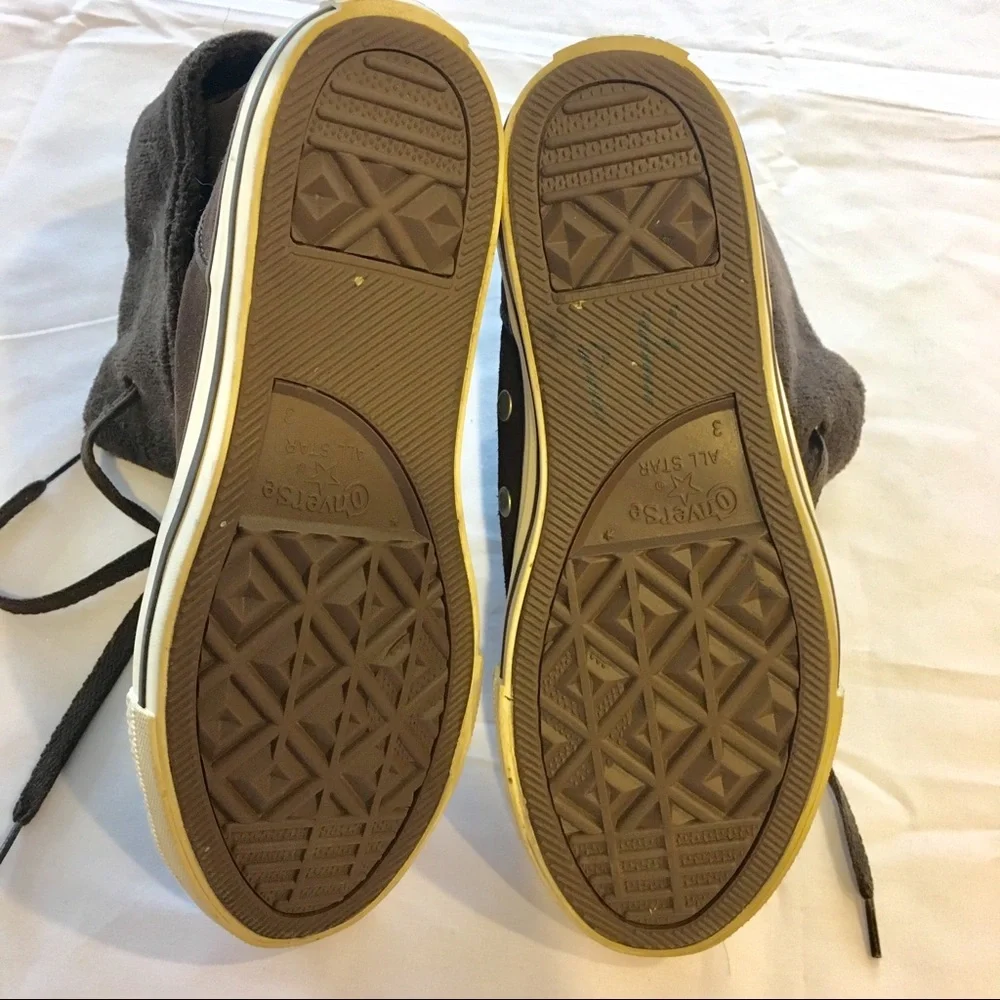 Converse All Star Junior Sz 3 Brown Fur Cuff Boots